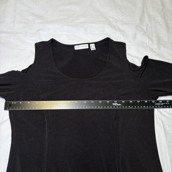 Susan Graver Womens Liquid Knit Dress Size Med Cold Shoulder Black A289176 - Picture 4 of 9